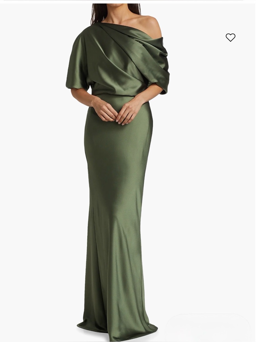 Amsale Slouch One-Shoulder Satin Evening Gown